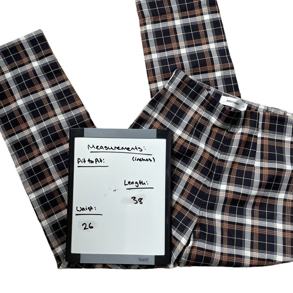Perfect Stranger Women Size 6 Checkered Trousers Black Brown White High Rise — image 4 of 5